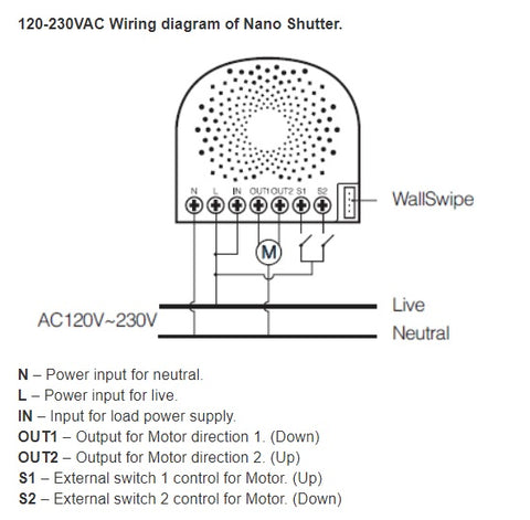 Aeotec by Aeon Labs Z-Wave Plus Nano Shutter ZW141 120 V wiring diagram