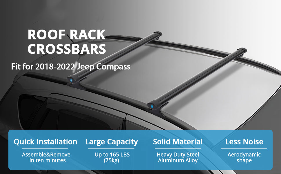 GARVEE Roof Rack Cross Bars Roof Rails with Lock Crossbar Compatible with 2018-2022 Jeep Compass GARVEE Roof Rack Cross Bars Roof Rails with Lock Crossbar Compatible with 2018-2022 Jeep Compass